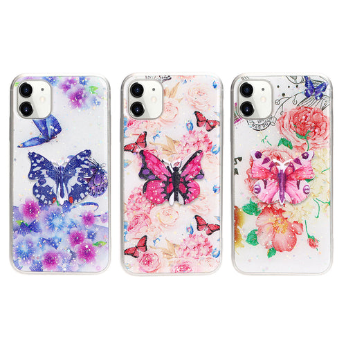 3D Butterfly Design Stand Slim Case for iPhone 12 / 12 Pro 6.1