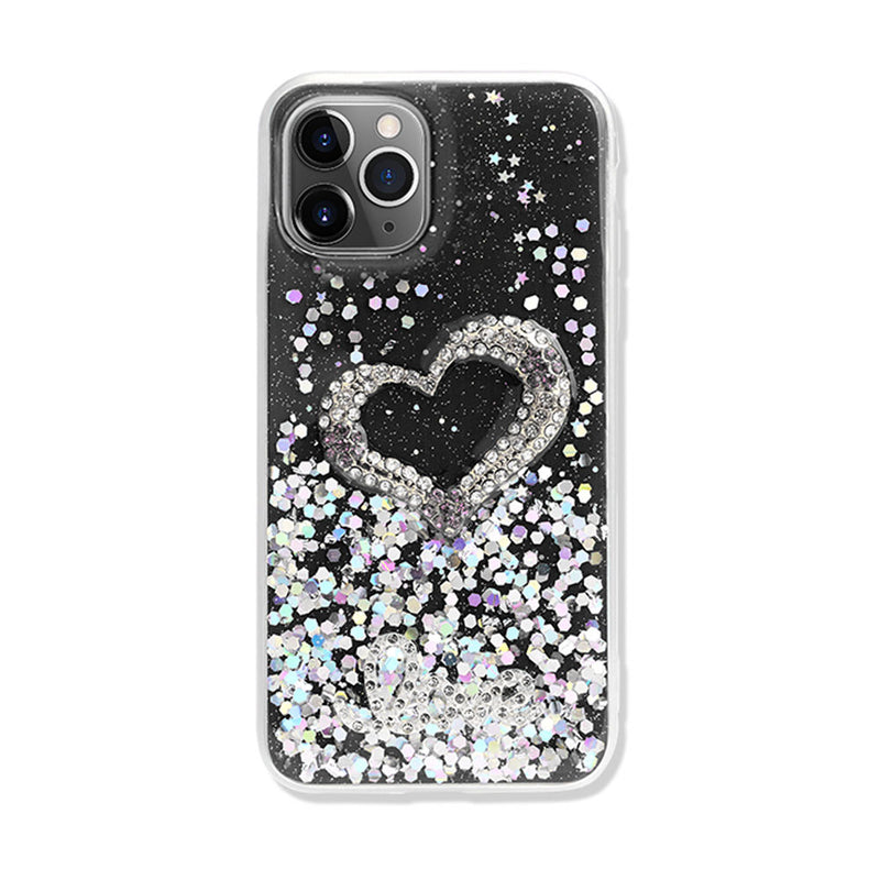 Love Heart Crystal Shiny Glitter Sparkling Jewel Case Cover for iPhone