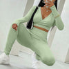 V-neck Solid Tight-fitting Yoga Sports Trousers Suit