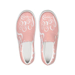 Womens Sneakers - Pink And White Love Print Low Top Slip-on Canvas