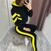 Hit Color Long Sleeve Crop Top and Pants Two-piece Set Sprots Suit