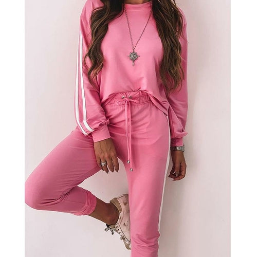 Women Set Summer Long  Sleeve Top And Pants Jogger Sweatpant Two Piece
