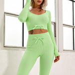 Soft Suits Seamless Solid Color Yoga Suits Bubble Butt Leggings Gym